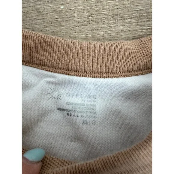 Striped Ribbed Seamless Cropped Tank Top XS By Offline Brown & White Stretch Cot - Picture 5 of 5